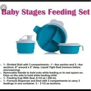 Tupperware Baby Stages Feeding Set Blue NEW
